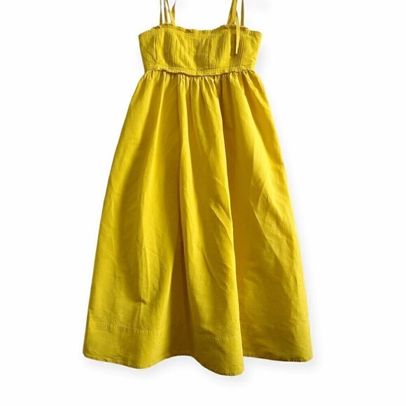 Ulla Johnson Laetitia Tie Strap Cotton & Linen Blend Midi Dress , Size 2, Yellow - Picture 6 of 16